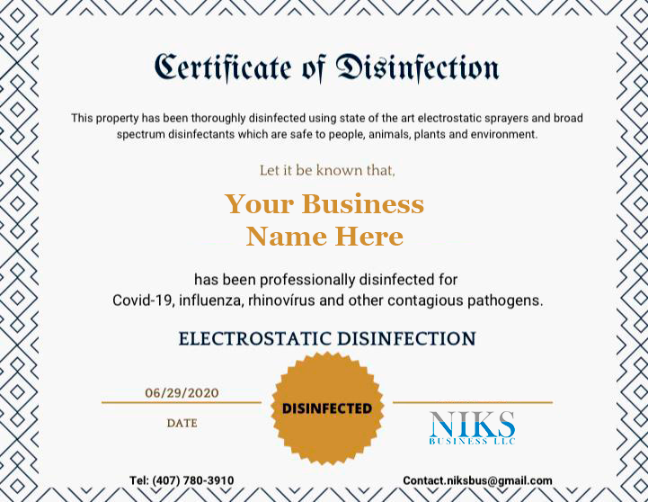 Electrostatic Disinfection - Niks Business